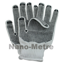 NMSAFETY calibre 10 dos lados puntos de PVC blanqueado algodón blanco 750g por docena de guantes de trabajo para la conducción y la agricultura